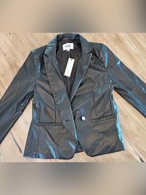 Steve Madden Black Faux Leather Blazer Jacket